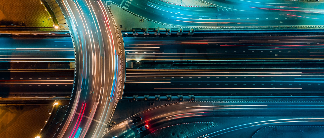 Expressway top view, Road traffic an important infrastructure in Thailand